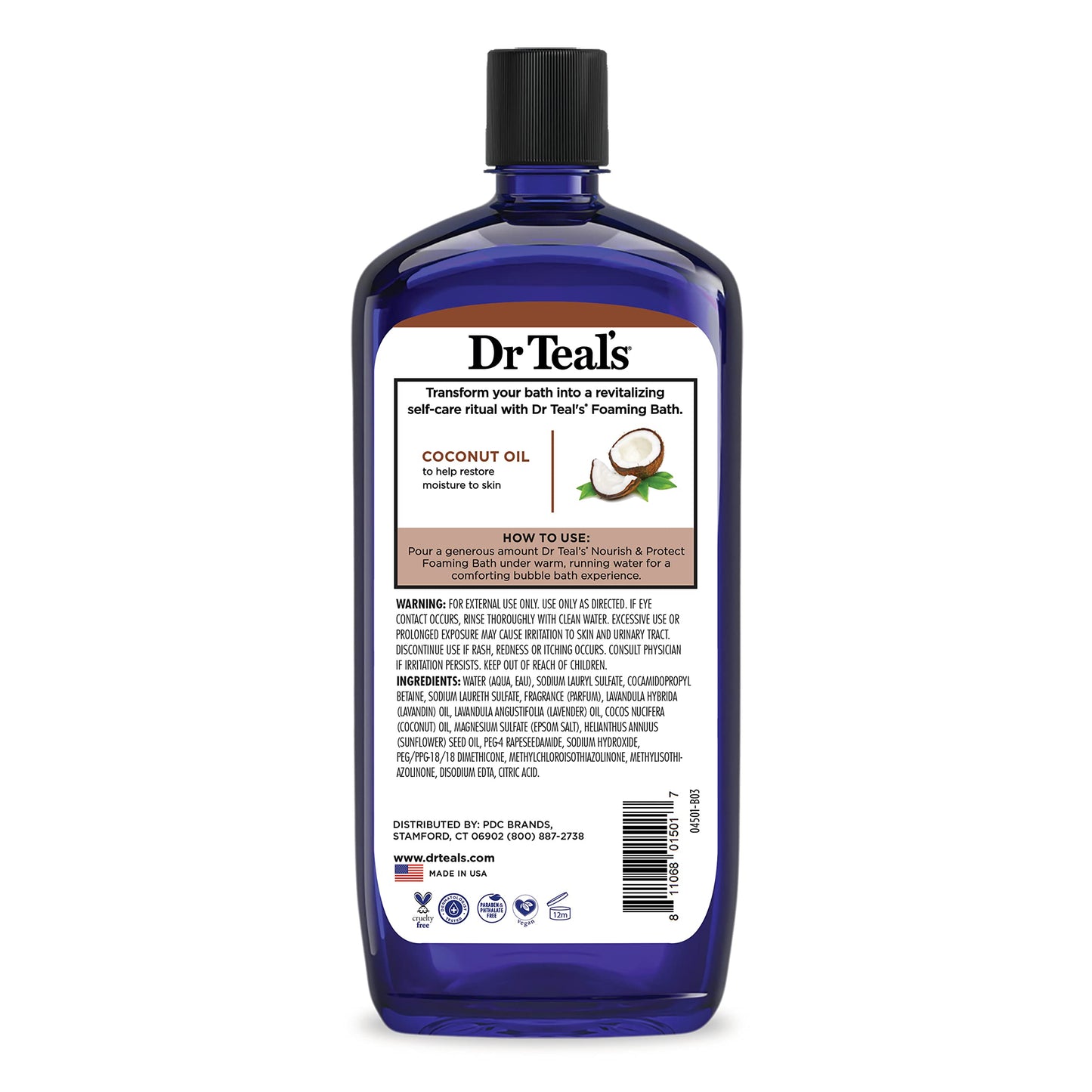 Four bottles of authentic Dr Teal's Nourish and Protect foaming bath