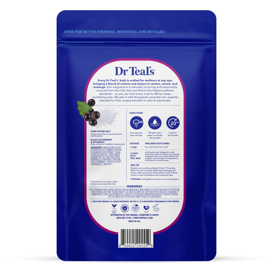 Dr Teal's 3 pound bag showing ingredients and instructions for bath salts