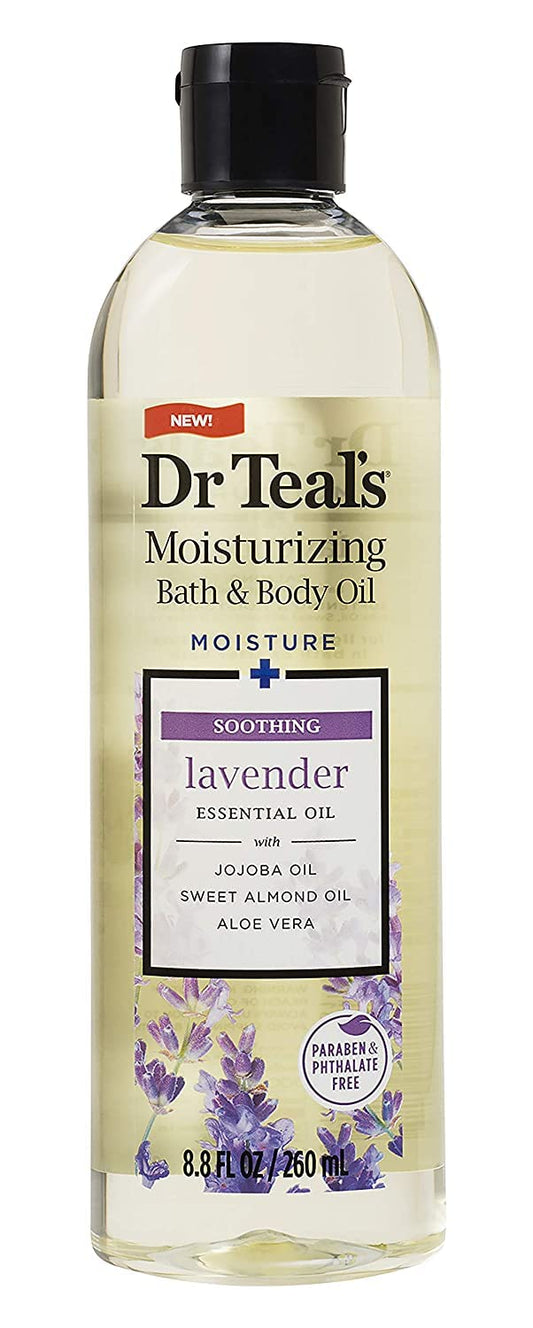 Dr. Teal's lavender essential oil body blend for night time relaxation and evening skincare routine.