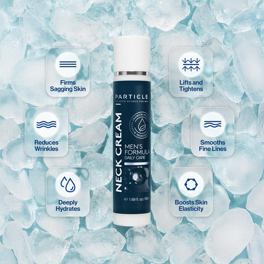 Particle Neck Cream packaging showing active ingredients