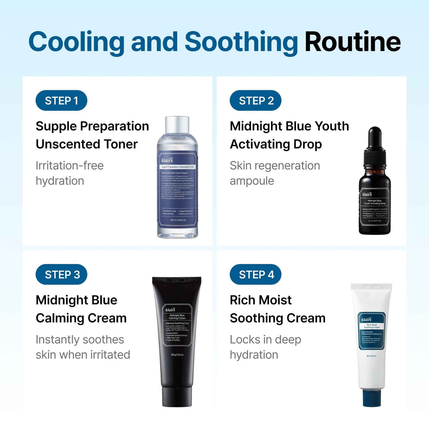 Dear Klairs Midnight Blue Calming Cream side profile of tube