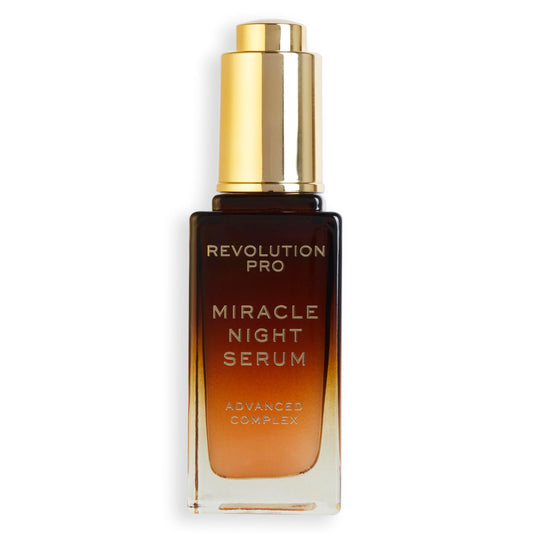 Revolution Pro Miracle Night Rescue Serum Advanced Complex bottle showing ingredient details and volume