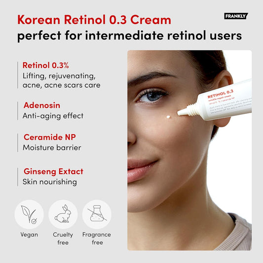 Korean intensive night cream with pure retinol and ceramides packaging text