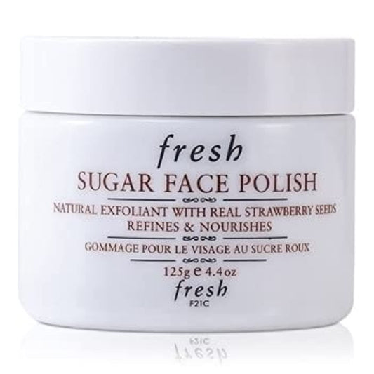 Fresh Sugar Face Polish exfoliating mask texture highlighting real strawberry seeds.