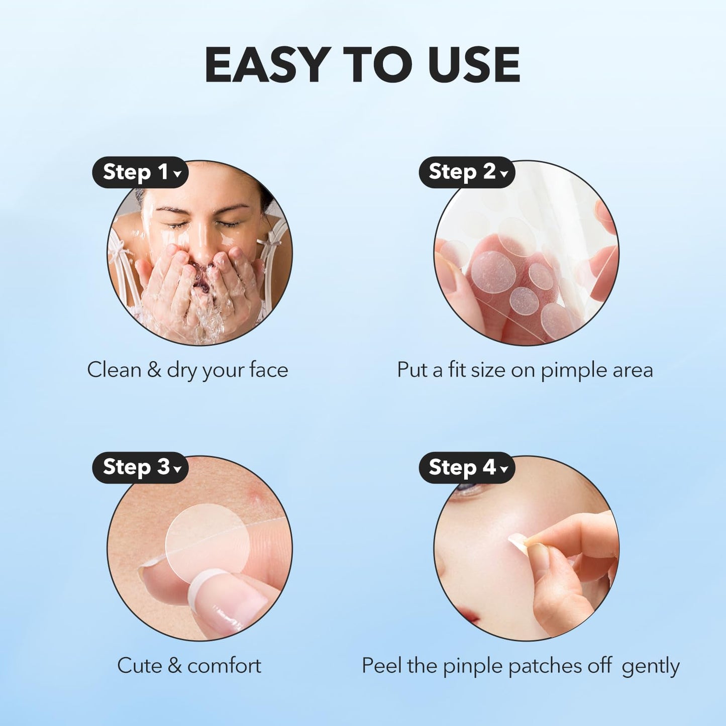 QUSTERE round clear spot stickers protecting facial skin from dirt and blemish picking