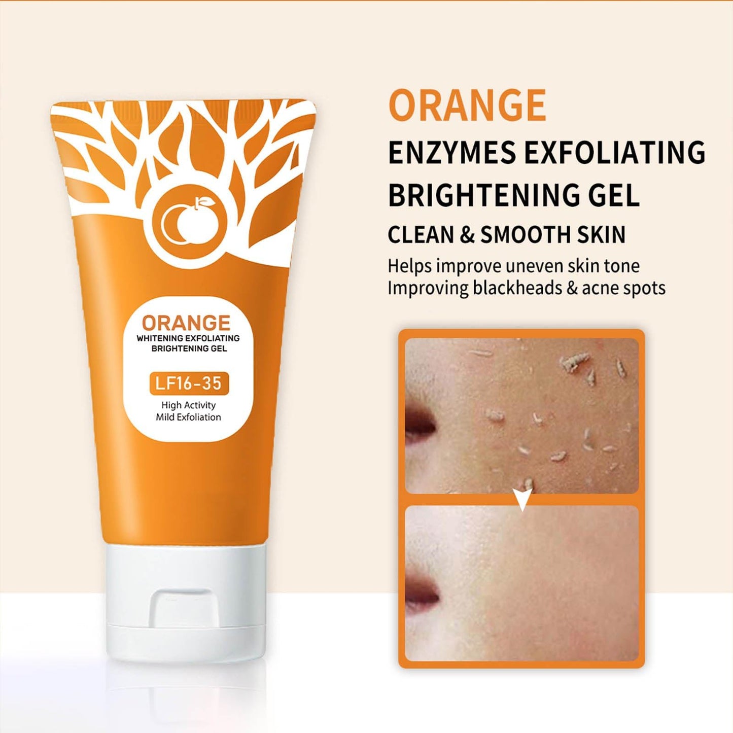AASMP orange enzyme whitening skin care gel product set for targeted skin exfoliation