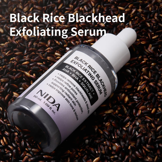NIDA charcoal powder face scrub serum bottle showing original packaging texture