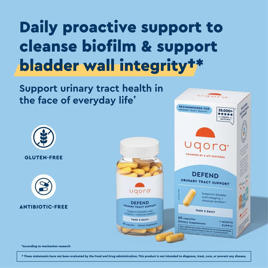 Uqora Defend 60 vegan capsules supplement facts and ingredients label