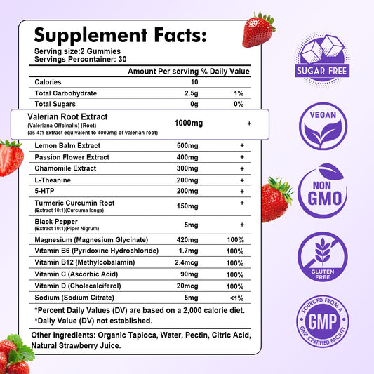 Sijigood strawberry flavored melatonin free sleep supplements close up view