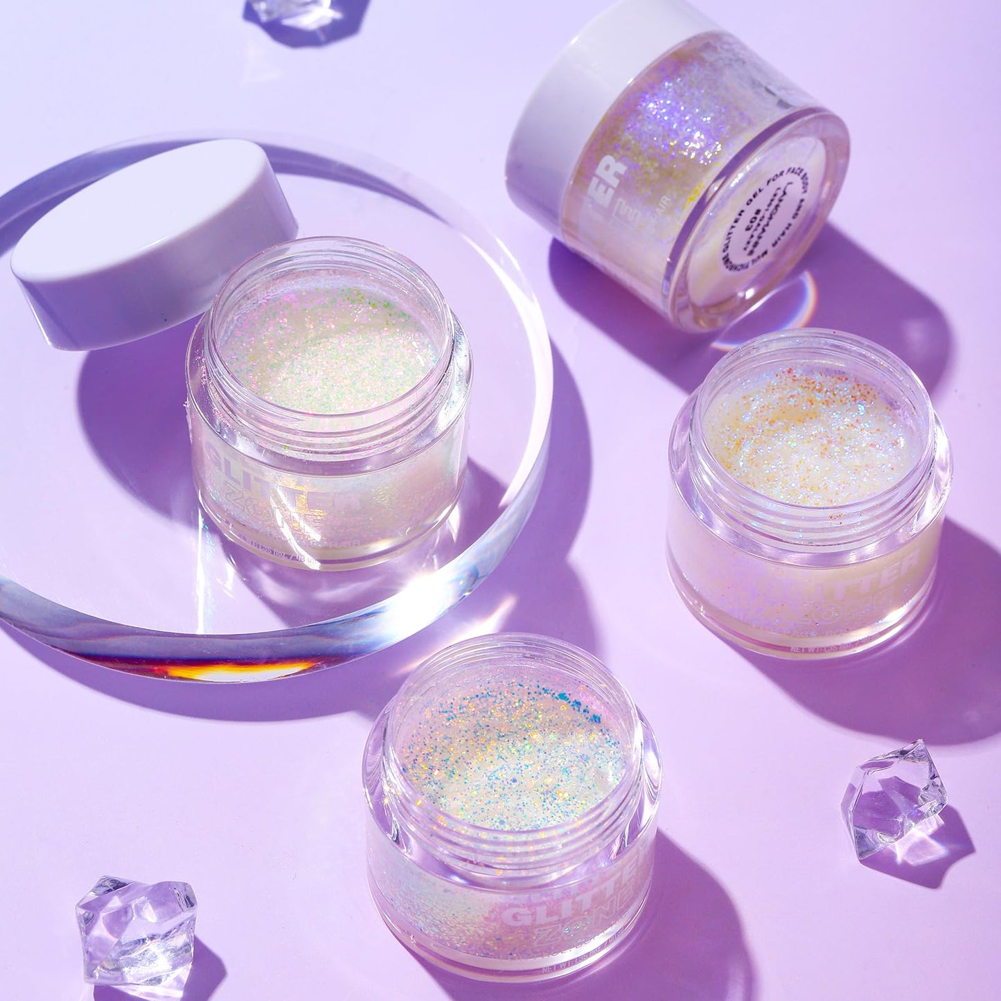 Water soluble smudge proof pink glitter gel packaging details