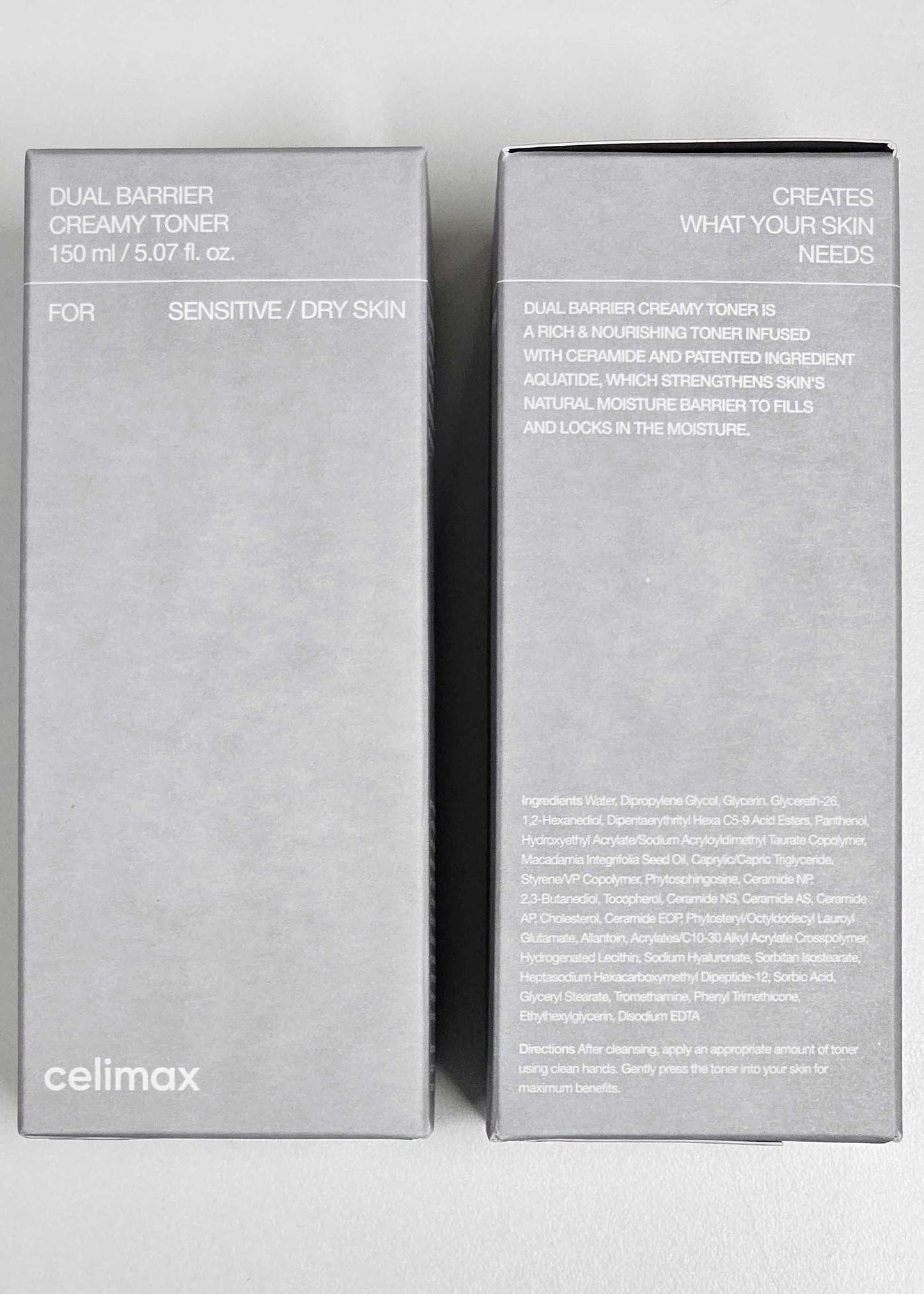 Imported Celimax barrier repair toner bottle illustrating simple usage steps