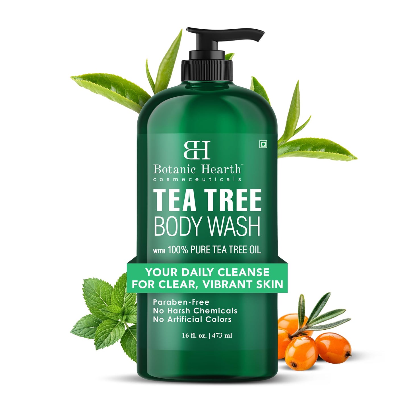 16 fluid ounce Botanic Hearth tea tree soap bottle