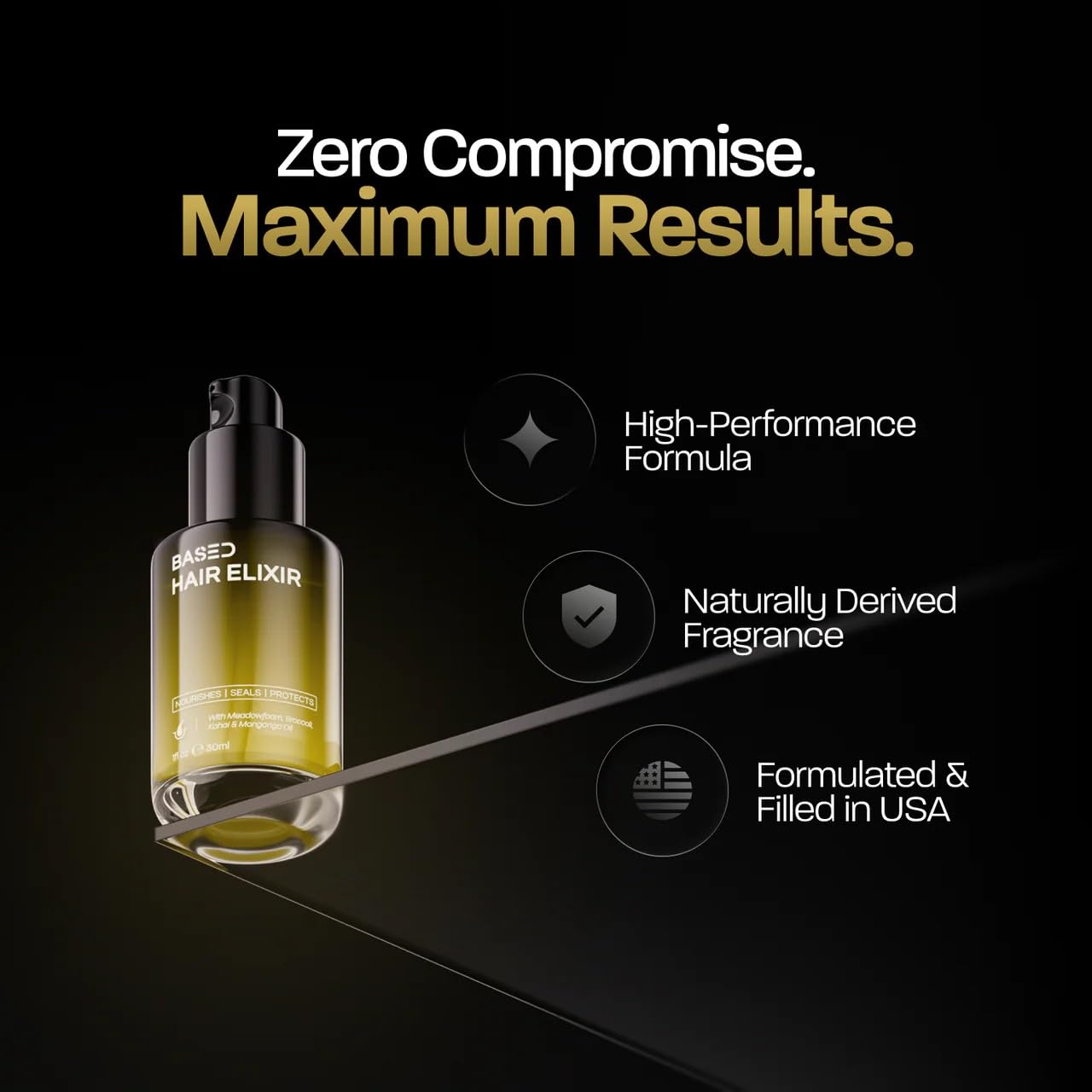 BASED BODYWORKS Hair Elixir size comparison and complete bottle design view