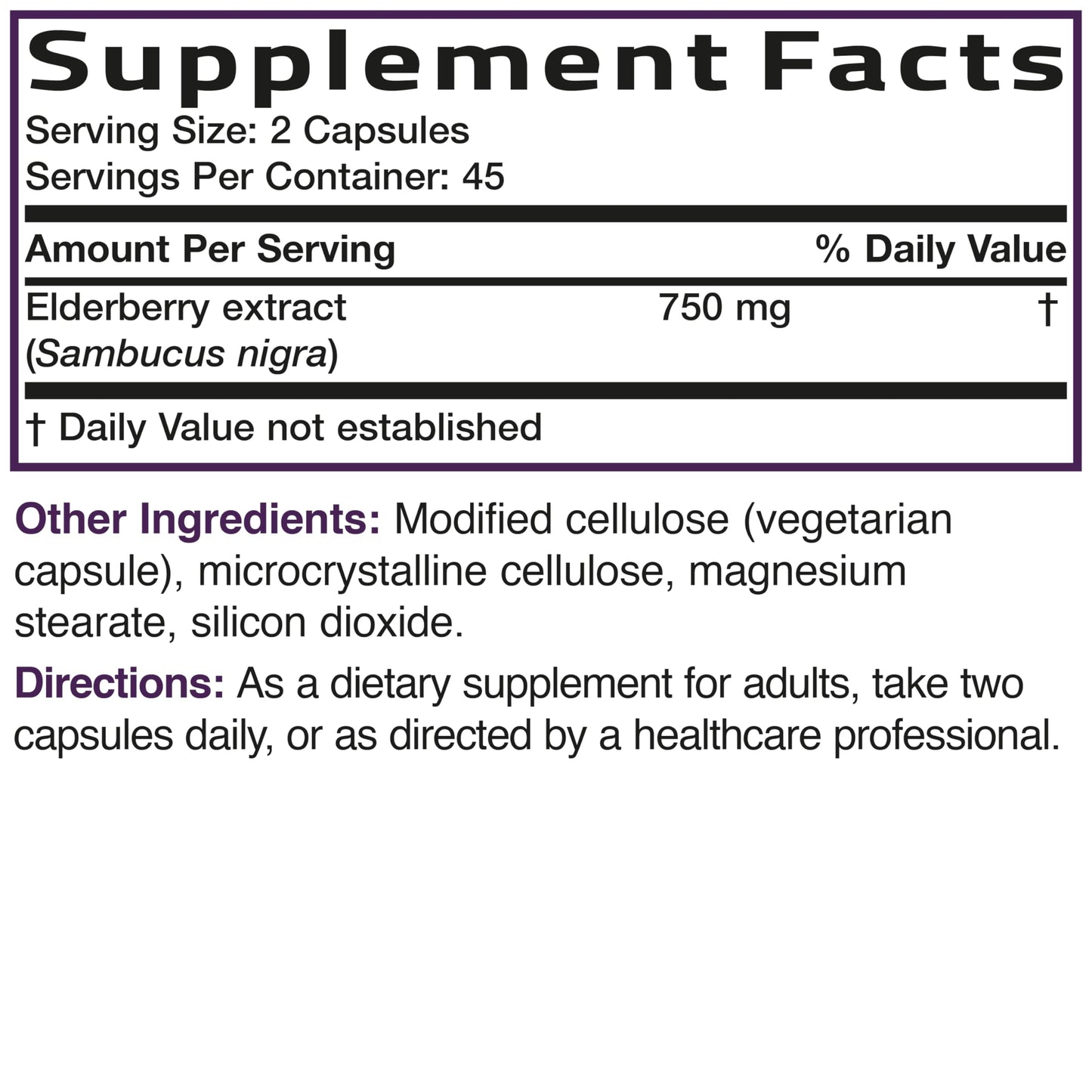 Bronson black elderberry extra strength vegetarian capsules for daily wellness and health routine