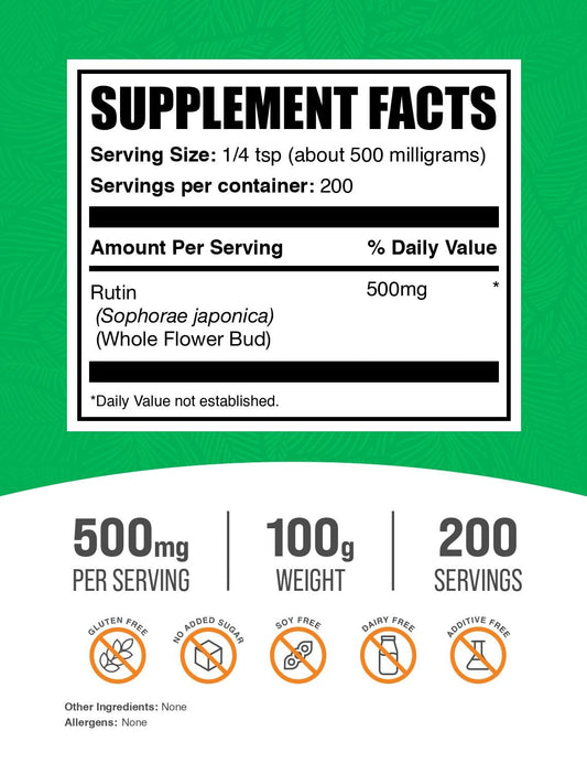BulkSupplements Rutin powder texture and packaging details