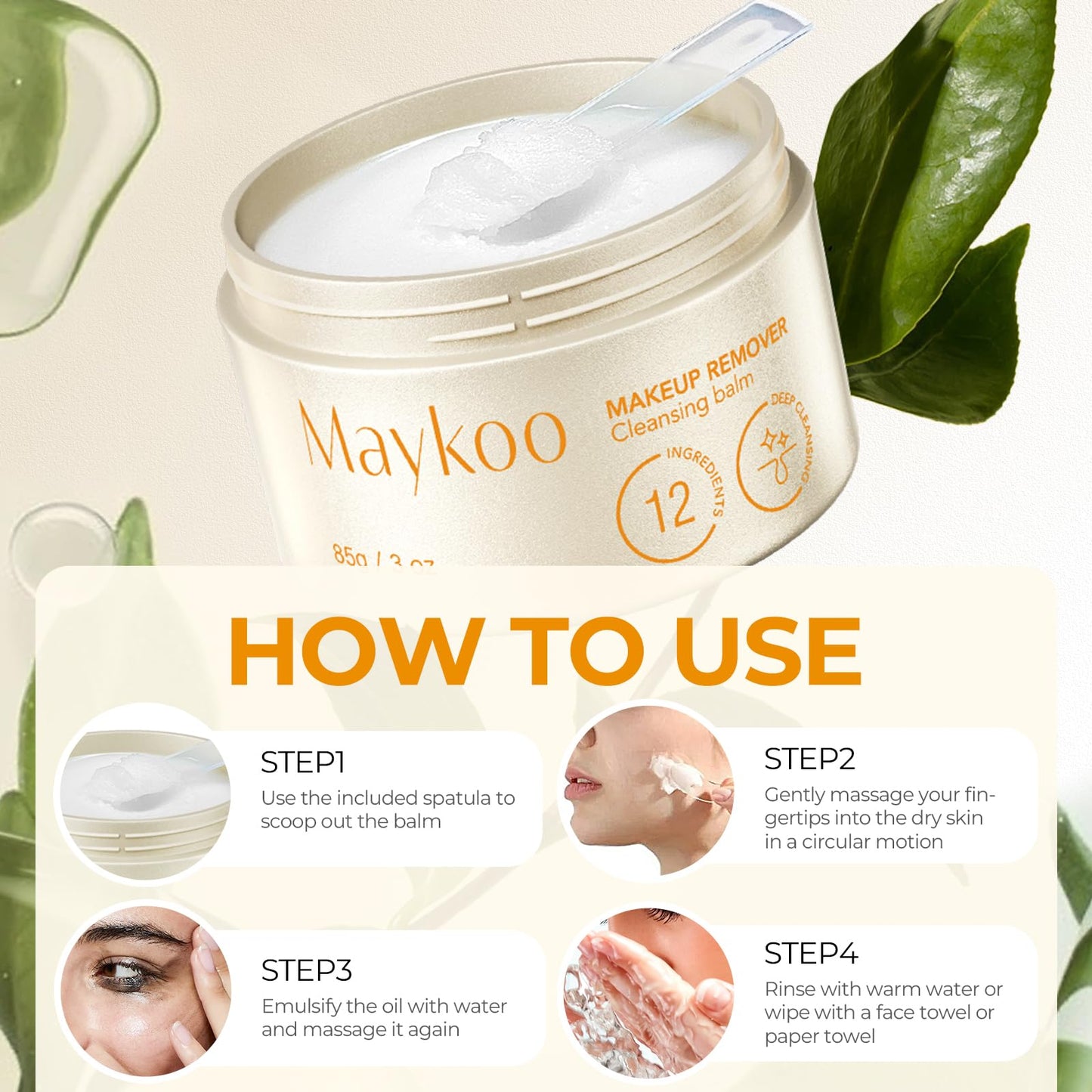 Maykoo Makeup Remover Balm for all skin types set against aesthetic background