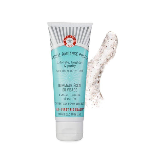 First Aid Beauty brightening facial cleanser tube back label directions