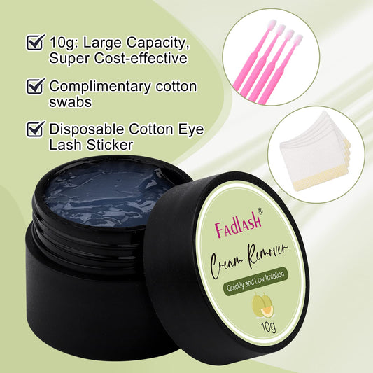 Open jar of Fadlash lash glue remover cream showing texture