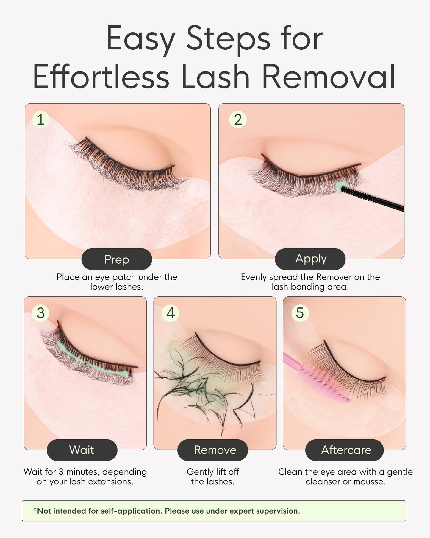Gentle aloe lash remover cream 15 milliliters container