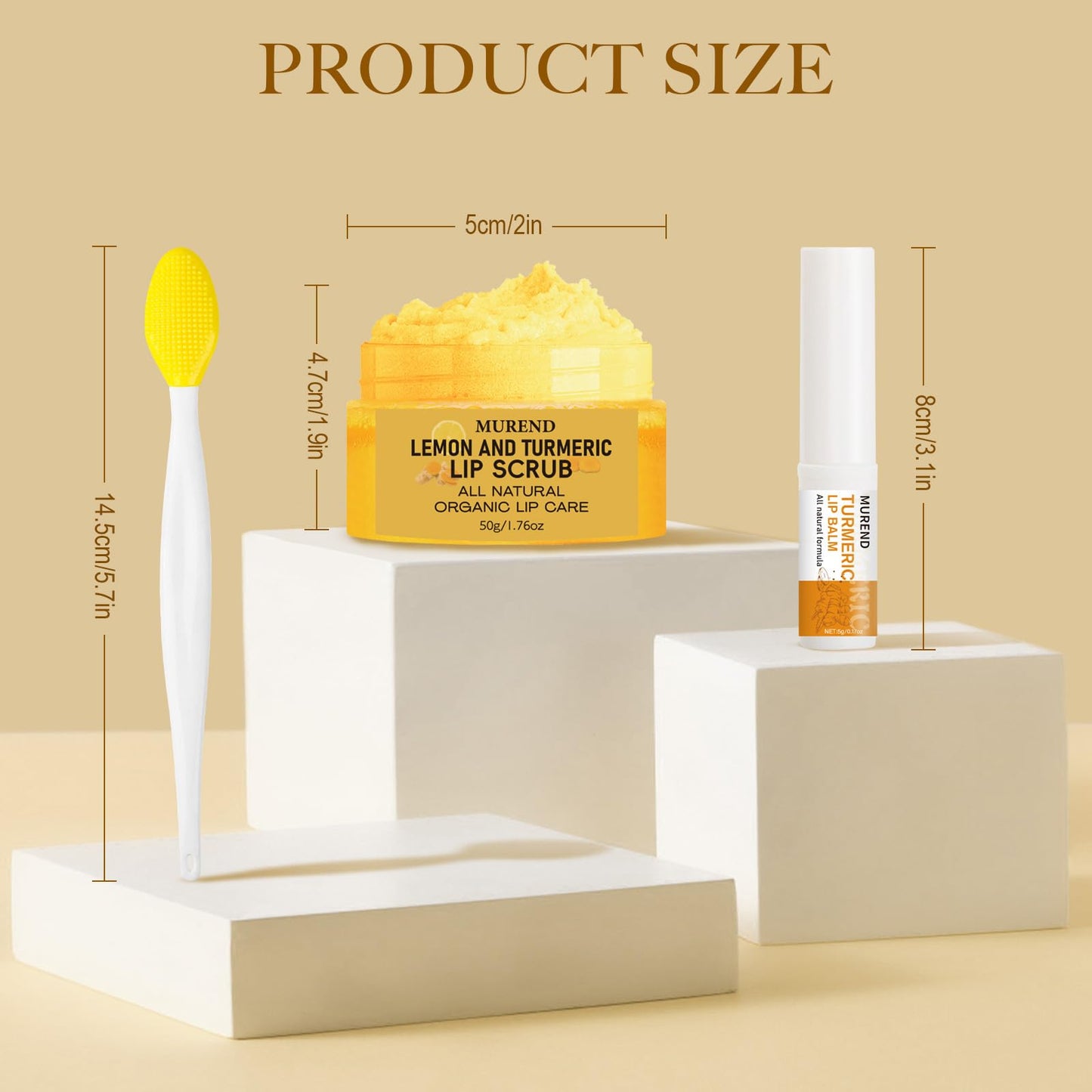 Applying Murend turmeric lip scrub with brush