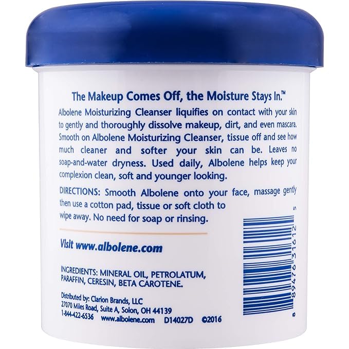 Albolene skincare product packaging showing ingredient details