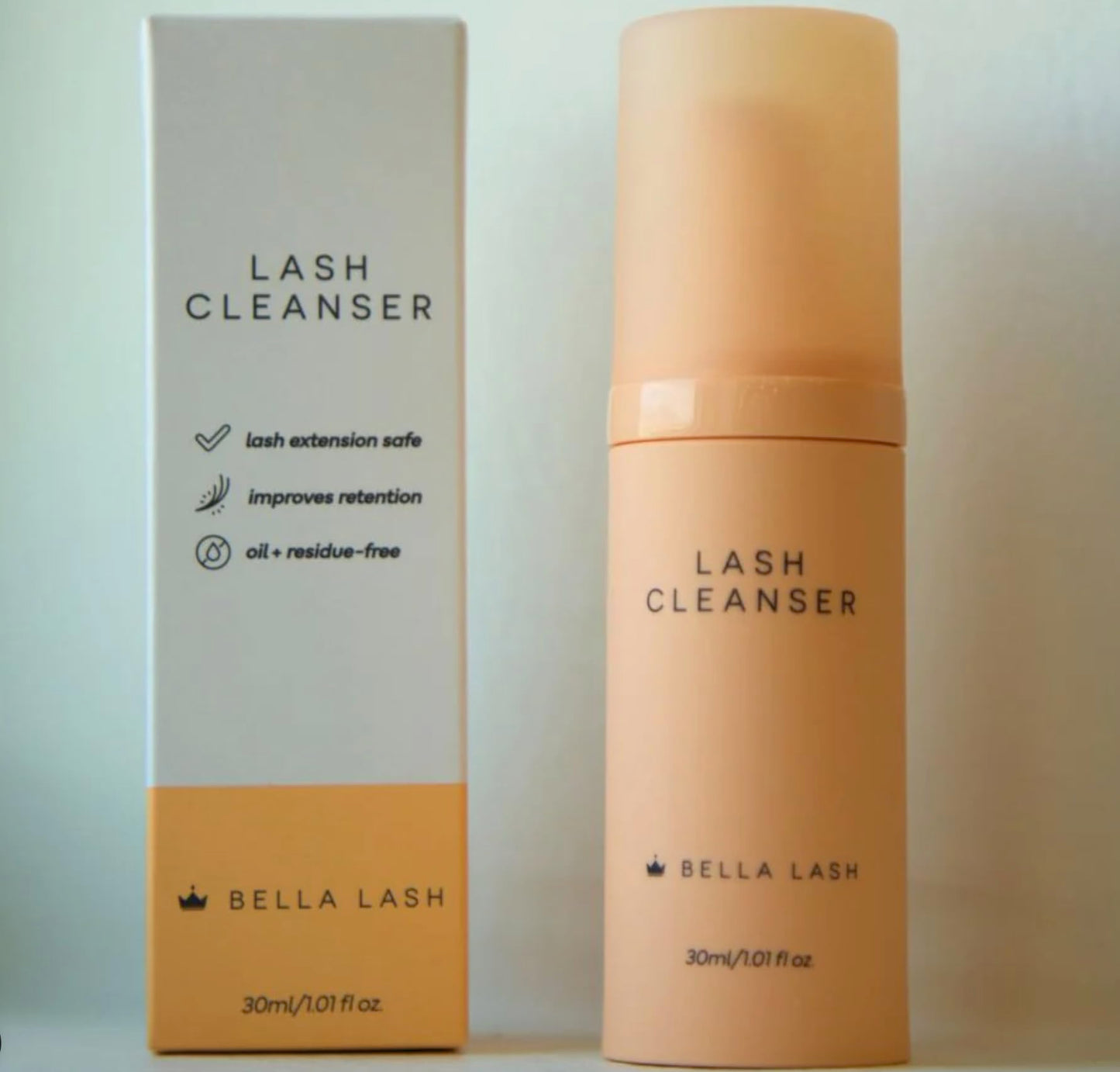 Bella Lash extension aftercare cleanser foam pump packaging