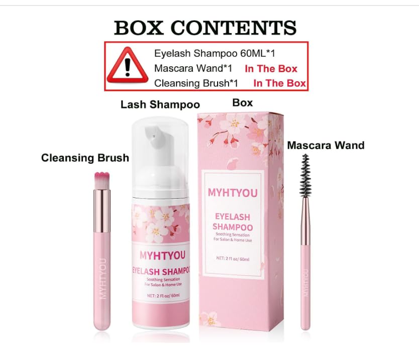 Deep cleaning eye wash solution preventing premature shedding of synthetic cosmetic lash extensions