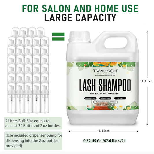 Twilash by DLY eyelash cleanser bulk packaging showing 3 foam pump bottles and brushes