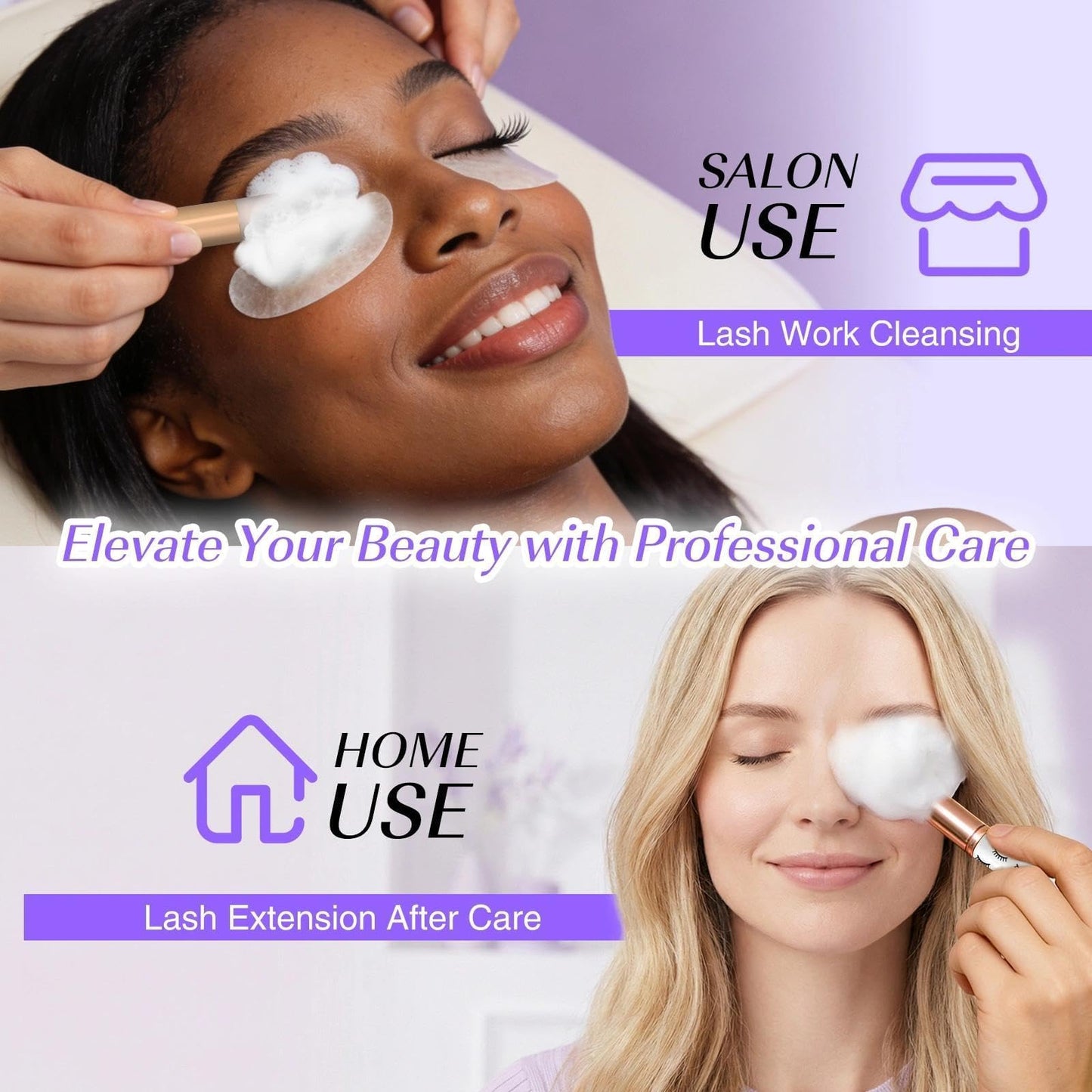 Close up of LZM gentle foaming lash cleanser packaging