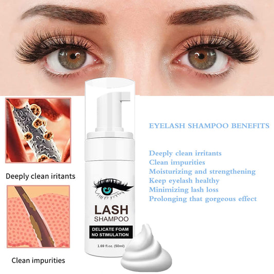 Shmian fifty milliliter foaming eyelash cleanser bottle with application brush