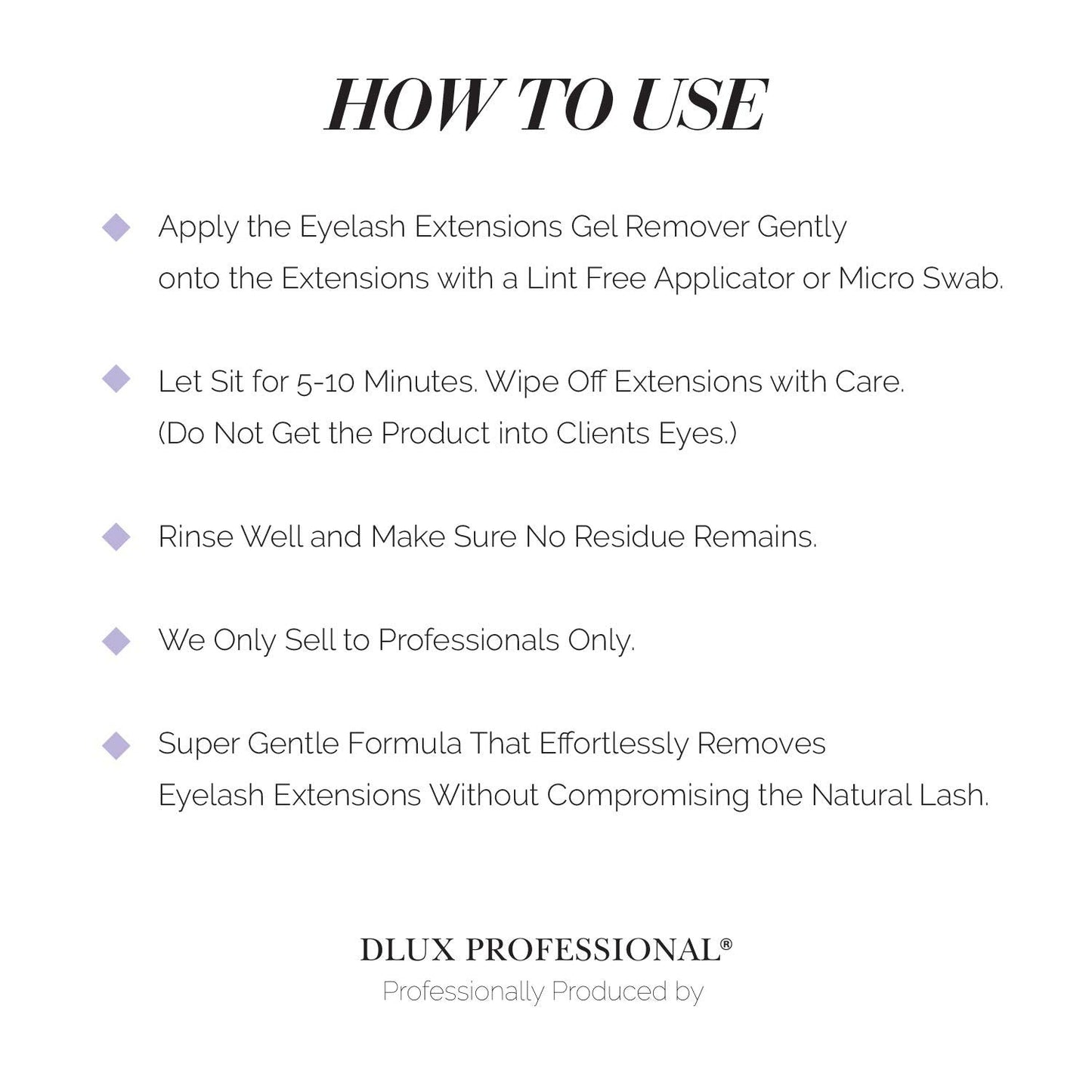 Authentic imported Dlux Professional eyelash extension supplies bottle highlighting the thick gel formula.