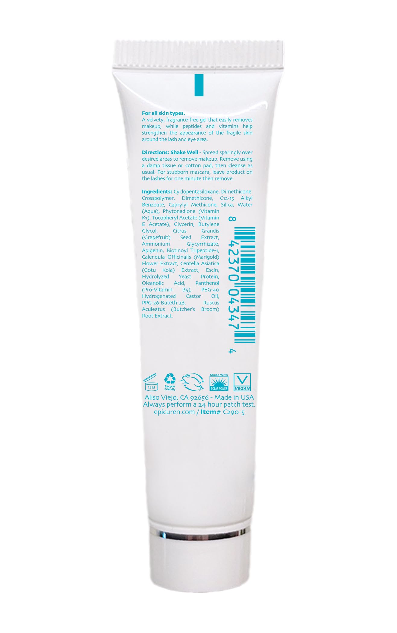 Epicuren Discovery Crystal Clear Eye Makeup Remover packaging detail