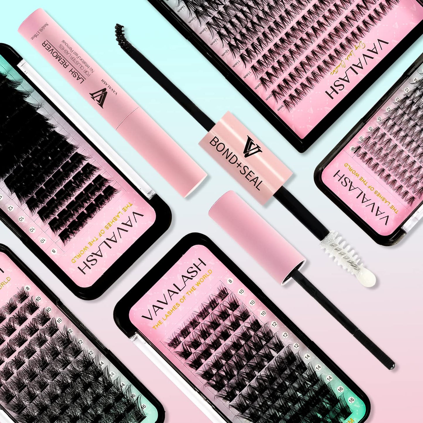 VAVALASH low irritation cream remover application view on lash clusters.