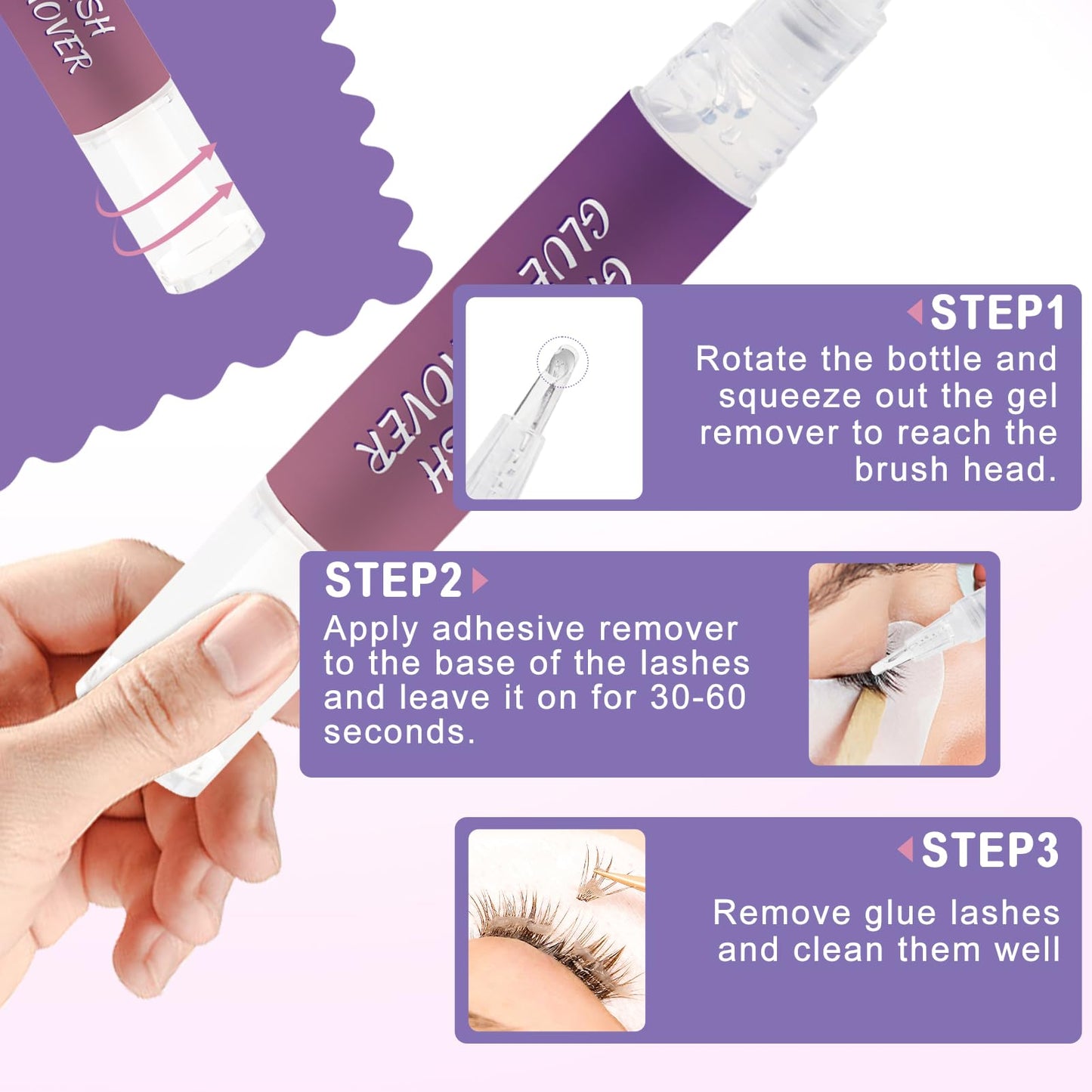 Wendy Lashes 5ml cream lash remover pen demonstrating mess free targeted eye application
