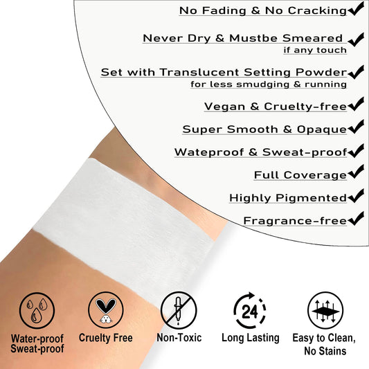 CCbeauty white clown makeup stick texture and swatch on skin