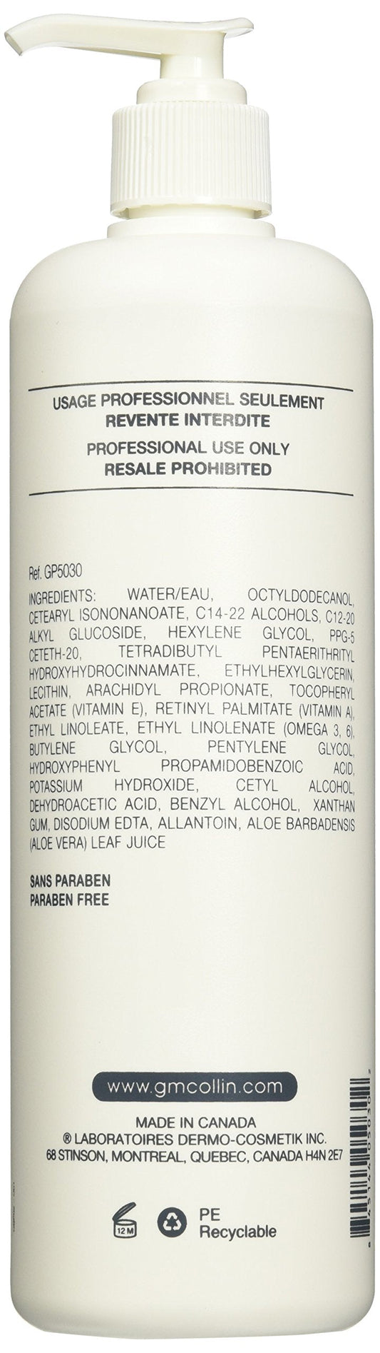 G.M. Collin professional skincare cleansing milk packaging label