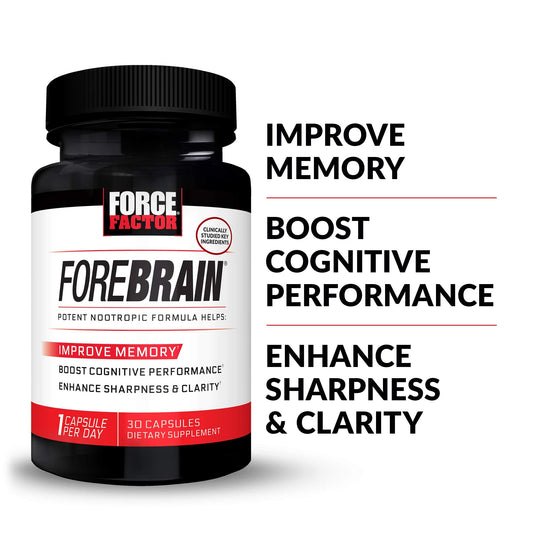 Force Factor Forebrain bottle label detailing nootropic ingredients