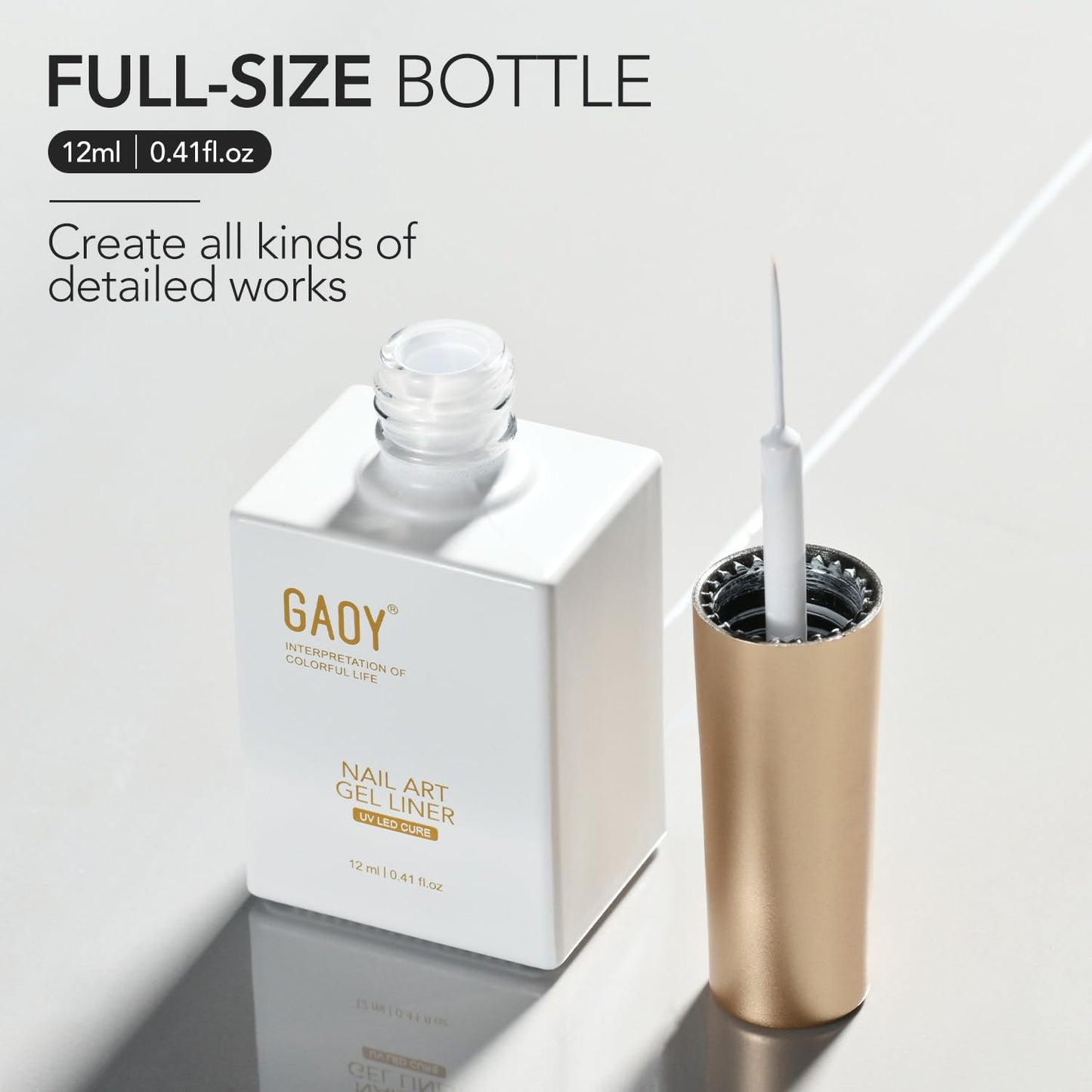 Professional nail art design created with Gaoy white liner