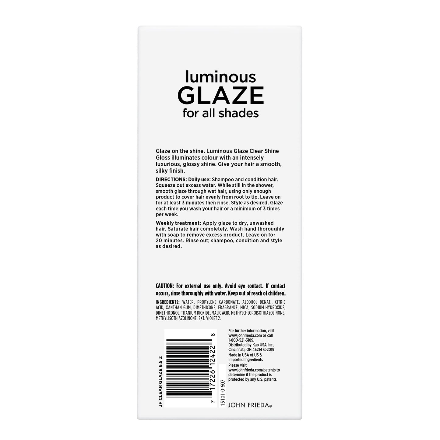 Side profile of John Frieda 6.5 fluid ounce hair gloss
