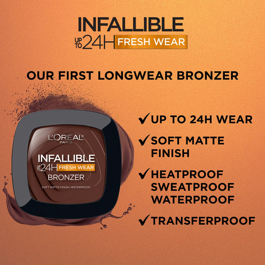 L'Oreal Paris Infallible Fresh Wear Bronzer powder pan showing the lightweight texture.
