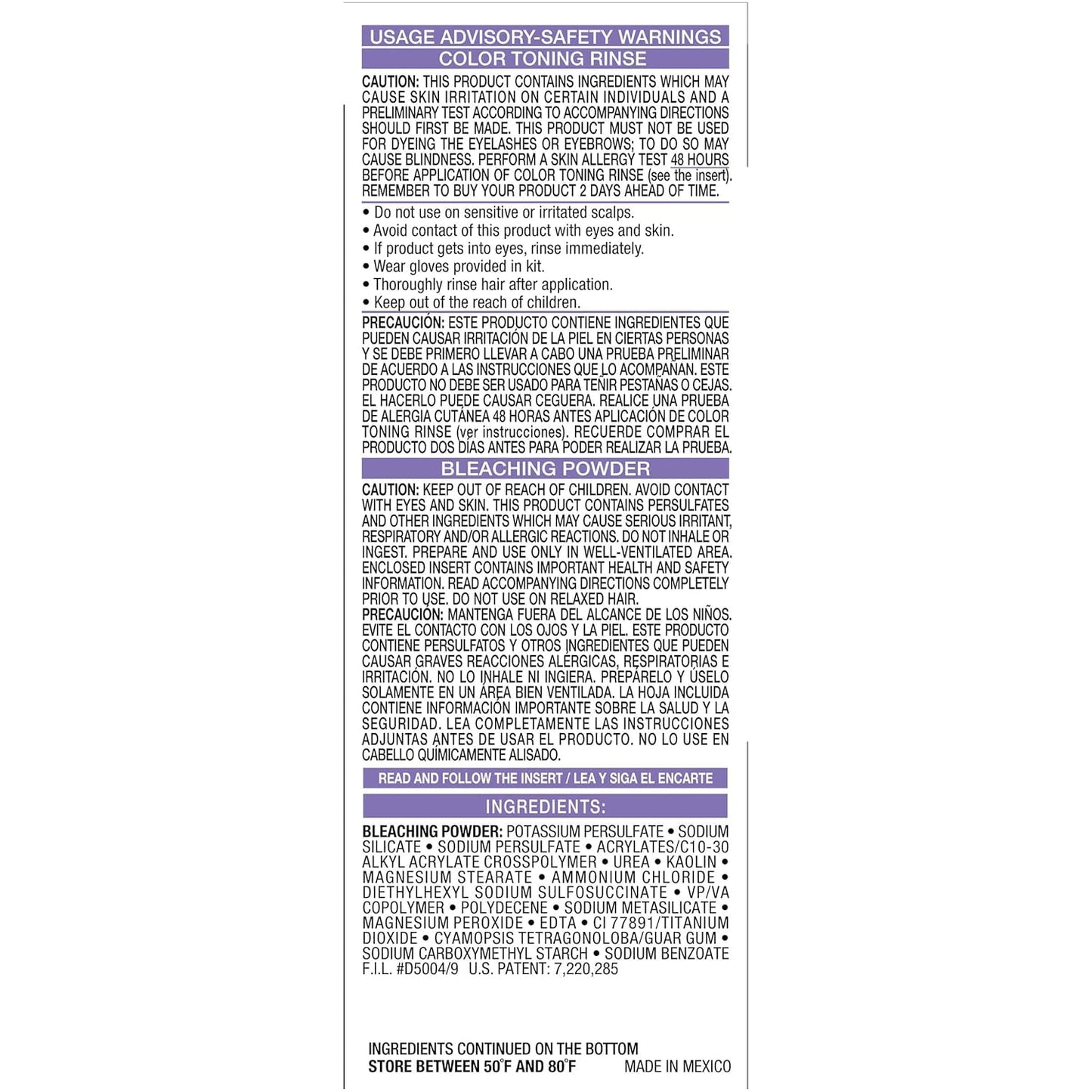 L'Oreal Paris professional quality anti brass hair highlighting kit instructions view