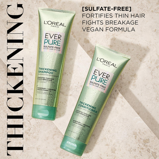 L'Oreal Paris sulfate free thickening duo bottles containing rosemary leaf extract