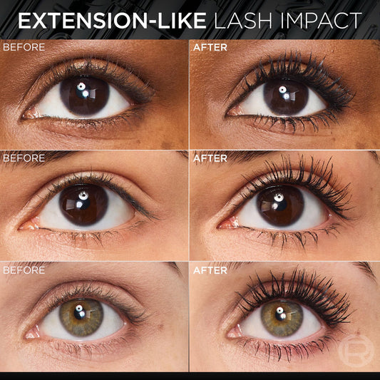 L'Oreal Paris Extensionist Mascara showing the unique sculpting comb brush wand with over three hundred bristles.