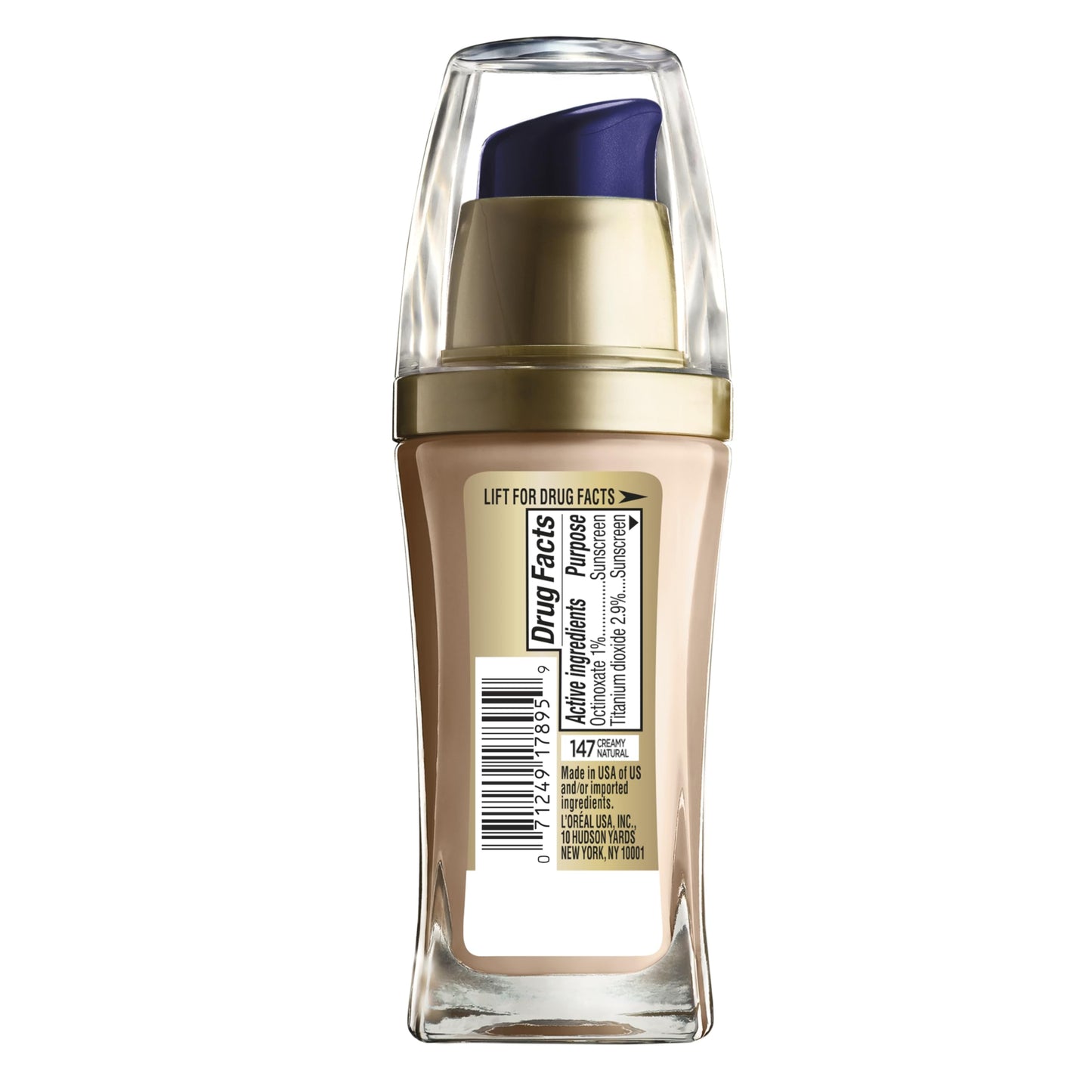 L'Oreal Paris Visible Lift Serum Absolute Creamy Natural shade swatches and product packaging