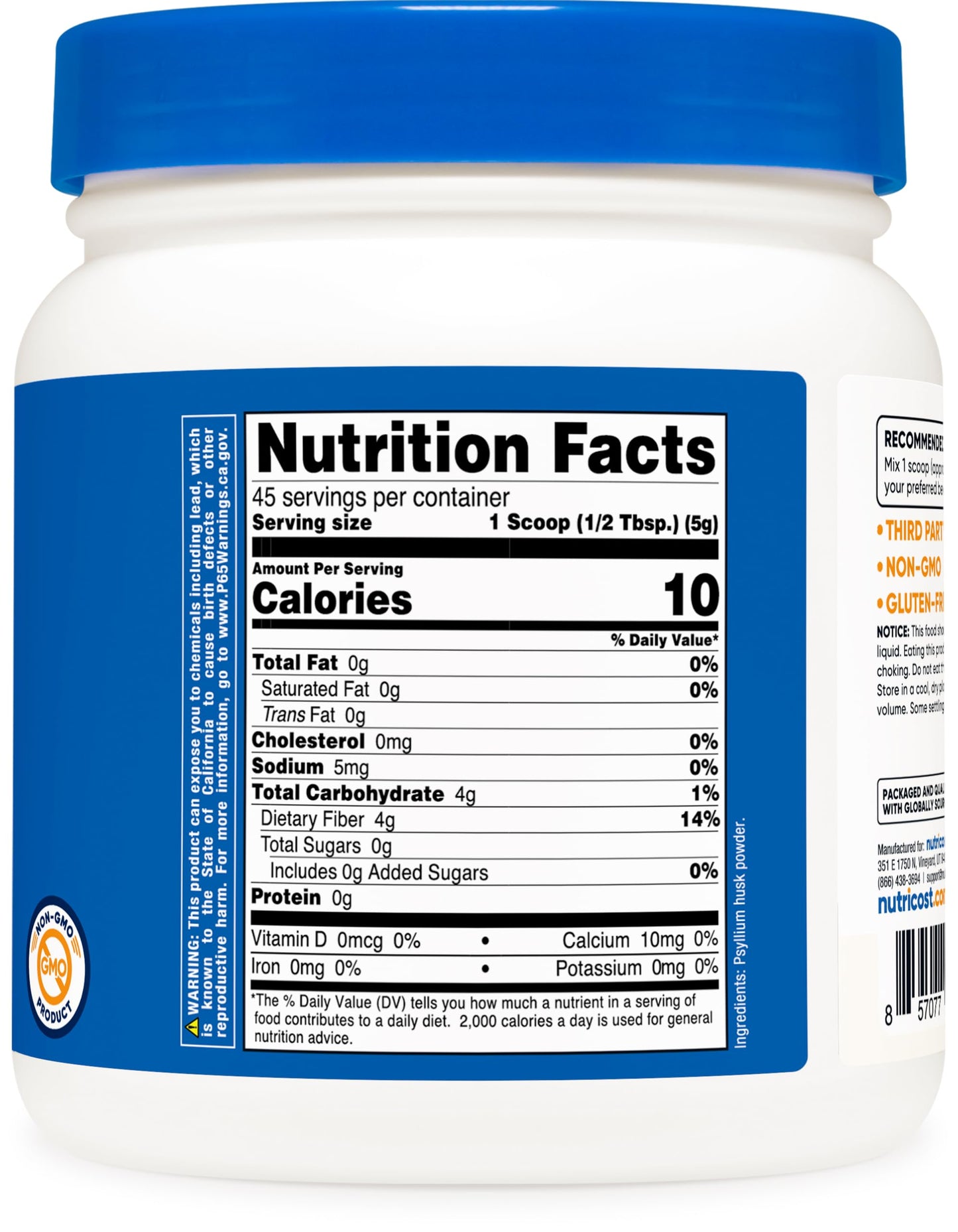 Nutricost Psyllium Whole Husk Powder for digestive health