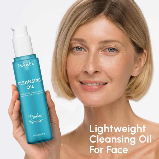 Maree facial cleansing oil bottle texture and liquid
