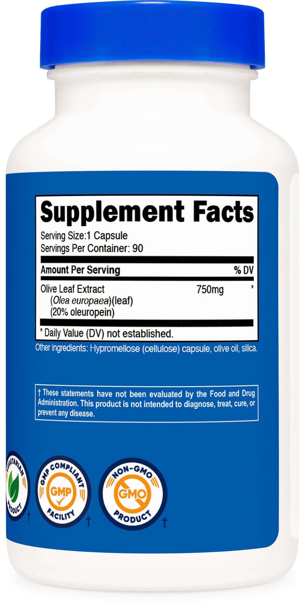 Nutricost Olive Leaf 750 milligrams gluten free capsule product demonstration