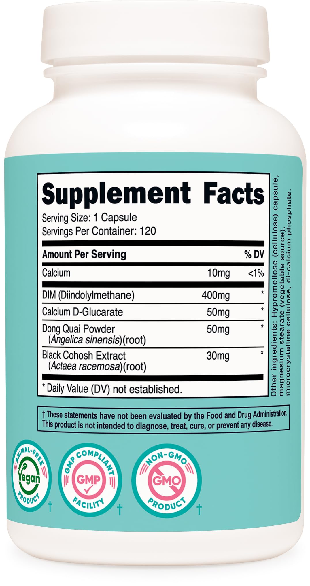 Nutricost premium diindolylmethane capsules with black cohosh and dong quai formula packaging overview