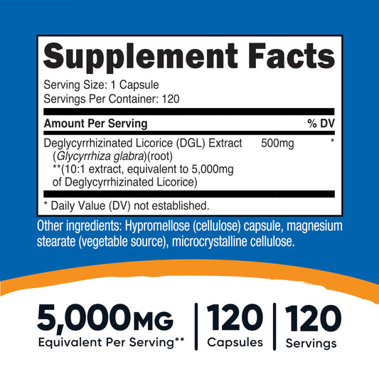Nutricost DGL supplement facts label detail