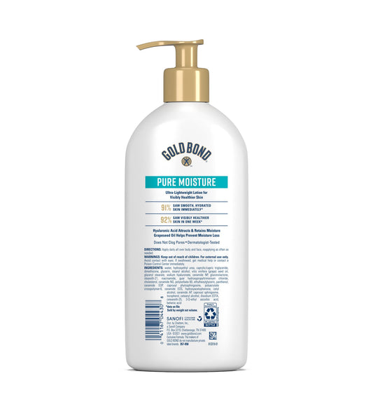 Gold Bond Pure Moisture lotion bottle showing 14 fluid ounces label